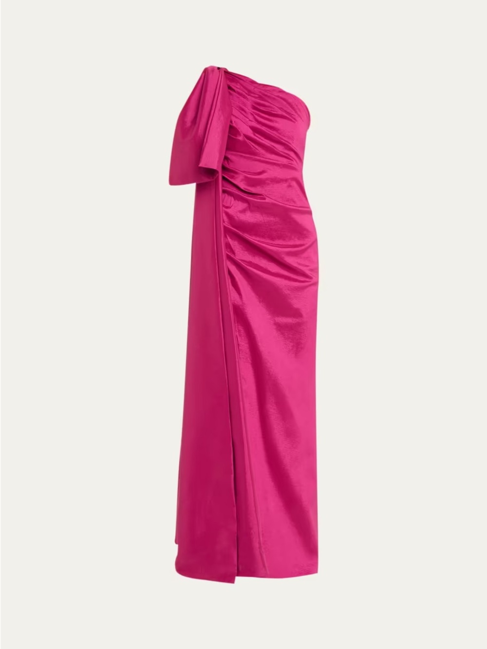Rachel Gilbert Alessandra Ruched One-Shoulder Gown Magenta